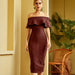 Color-Brown-Original Slim Fit Bandage Dress Party Dress Banquet Host Sheath off-Neck Dress-Fancey Boutique