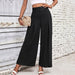 Color-Black-Summer Women Clothing Solid Color High Waist Wide Leg Casual Pants Summer Women-Fancey Boutique