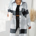 Color-Gray-Women Clothing Autumn Winter Plaid Single Breasted Long Trench Coat-Fancey Boutique