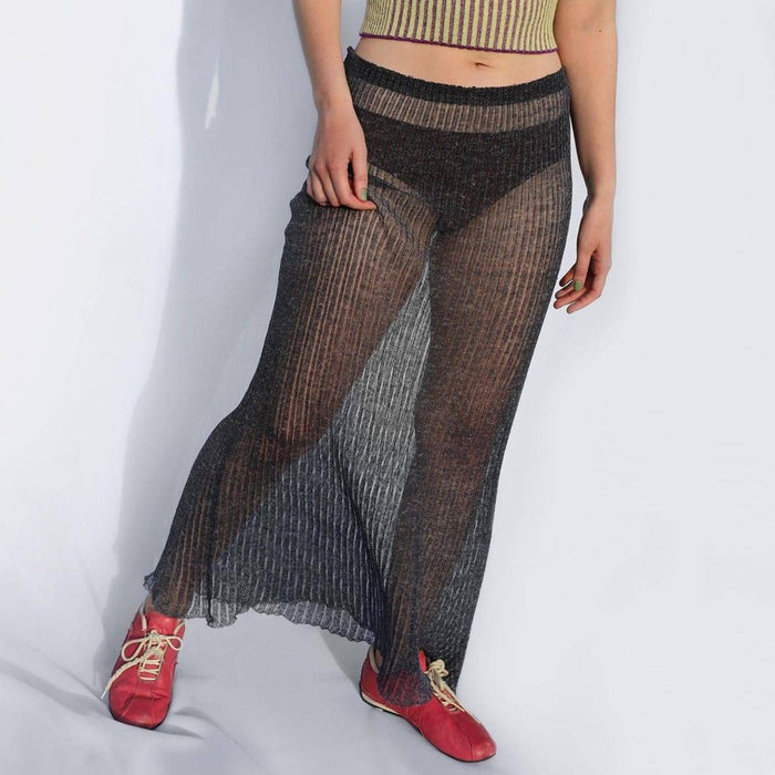 Color-Black-Women Clothing See through Sexy Pleated Skirt-Fancey Boutique