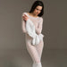Women Clothing Summer Sexy See through Lace round Neck Tight Lace Fishtail Length Dress-White-Fancey Boutique