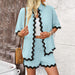 Women Clothing Spring Summer Casual Solid Color Lace Shirt Shorts Set-Fancey Boutique