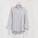 Striped Shirt Autumn Simple High Grade Hidden Button Long Sleeve Striped Cardigan-Light Gray-Fancey Boutique