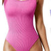 Color-Pink-Summer Women U Neck Sleeveless Vest Tight Jumpsuit-Fancey Boutique