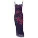 Color-Purple-Spring Sexy Backless Lace Edge Vintage Printed Slit Dress-Fancey Boutique