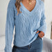 Color-Blue-Autumn Winter Casual Solid Color Twist Long Sleeve Turtleneck Sweater Women Clothing-Fancey Boutique