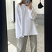 Loose Long Sleeve Split T shirt Women Solid Color Spring Summer Women Clothing Cotton Top-Fancey Boutique