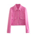 Color-Pink-Autumn Women Clothing Street Casual Soft Woolen Jacket-Fancey Boutique