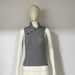 Retro Twist Knitted Slim Waist Twisted Button Turtleneck Slimming Vest Top for Women-Gray-Fancey Boutique