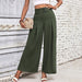 Color-Army Green-Summer Women Clothing Solid Color High Waist Wide Leg Casual Pants Summer Women-Fancey Boutique