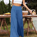 Color-Blue-Spot Goods Summer Casual Wide Leg Cotton Linen Popular High Waist Loose Pants Women Pants-Fancey Boutique