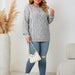 Color-Gray-Plus Size Round Neck Pullover Sweater Chubby Long Sleeve off Shoulder Top for Women-Fancey Boutique