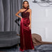 Color-Burgundy-Light Luxury High Grade Burgundy Fishtail Split High End Cocktail Single off Shoulder Evening Dress-Fancey Boutique