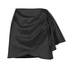 Color-Black-Summer Irregular Asymmetric Zipper Skirt Pleated Positioning Solid Color Satin High Waist Skirt Women Clothing-Fancey Boutique