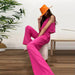 Color-Pink-Summer Solid Color Sleeveless Green Top Bell-Bottom Pants Suit Commuting Fashion Women Clothing-Fancey Boutique