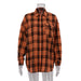 Retro Plaid Shirt Women Casual Plaid Top All Matching Collared Loose Mid Length Shirt-Orange-Fancey Boutique