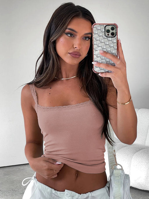 Color-Pink-Camisole Women Clothing Summer Sexy All Matching Slim Fit Short Sexy Solid Color Bottoming Shirt-Fancey Boutique