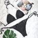 Color-Black-Bikini Sexy Metal Accessories Rhinestone Women Split Swimsuit Plain Bandage Swimsuit-Fancey Boutique