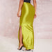 Women Summer Solid Color Personalized Bright Slit Slim Fitting Sheath Long Skirt-Fancey Boutique