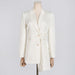 Fashionable Design Blazer for Women Autumn Asymmetric Wooden Ear Stitching High Grade Small Blazer-White-Fancey Boutique