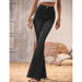Women Clothing Slightly Flared Jeans Black Rough Edges Horseshoe Pants-Fancey Boutique