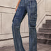 Fashionable Cargo Pants Multi Pocket Sexy All Match High Waist Slimming Straight Denim Trousers Women-Fancey Boutique