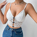 Niche Design See Through Underwear Sexy Street Hollow Out Cutout Deep V Plunge Sexy Lace Camisole Women-Fancey Boutique