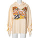 Color-Apricot-Women Clothing Autumn Winter Street Printed Long Sleeved Top Loose Hooded Sweater-Fancey Boutique