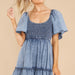 Color-Navy Blue-【MOQ-5 packs】 Spring Summer Office Pullover Loose Denim Short Sleeve Dress-Fancey Boutique