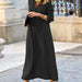 Color-Black-Large Swing Dress Solid Color Collared Long Sleeve Simple Casual Long Shirt Dress-Fancey Boutique