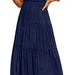 Color-Purplish Blue-Women Clothing Popular Pinfei Flounced Sleeve Pleating Layered Short Sleeve Large Swing Dress-Fancey Boutique