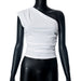 Color-White-Summer Women Tight Top Cropped Exposed Shoulder Bottoming T shirt Women-Fancey Boutique