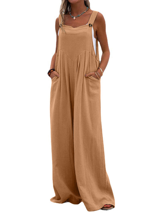 Color-Amber-Women Clothing Summer Jumpsuit Ethnic Solid Color Wide Leg Jumpsuit-Fancey Boutique