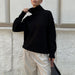 Patchwork Turtleneck Sweater Women Autumn Winter Casual Loose Idle Thickened Sweaters Pullover-Black-Fancey Boutique