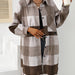 Color-Camel-Women Clothing Autumn Winter Plaid Single Breasted Long Trench Coat-Fancey Boutique