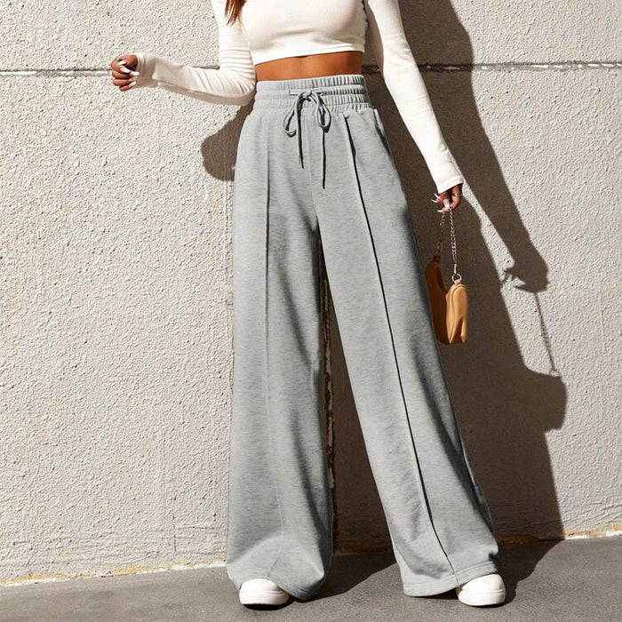 Color-Gray-Fall Sports Pants Women Straight Loose Sweatpants Tide Brand Wide Leg Pants Outdoor Dance Casual Trousers-Fancey Boutique
