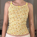 Niche Pastoral Broken Pattern Cute Slim Fit Lace Sling Summer Girl Tight Waist Inner Knitted Vest-Yellow-Fancey Boutique
