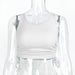 Summer Women Sexy Slim Fit Drawstring Bandage Rib Camisole-White-Fancey Boutique