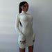 Color-White1-Long Sleeve Knitted Dress Autumn Winter Hollow Out Cutout Sexy Skinny Short Dress-Fancey Boutique