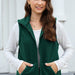 Women's Polar Fleece Zipper Collared Waistcoat-blackish green-Fancey Boutique