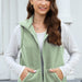 Women's Polar Fleece Zipper Collared Waistcoat-Light Green-Fancey Boutique