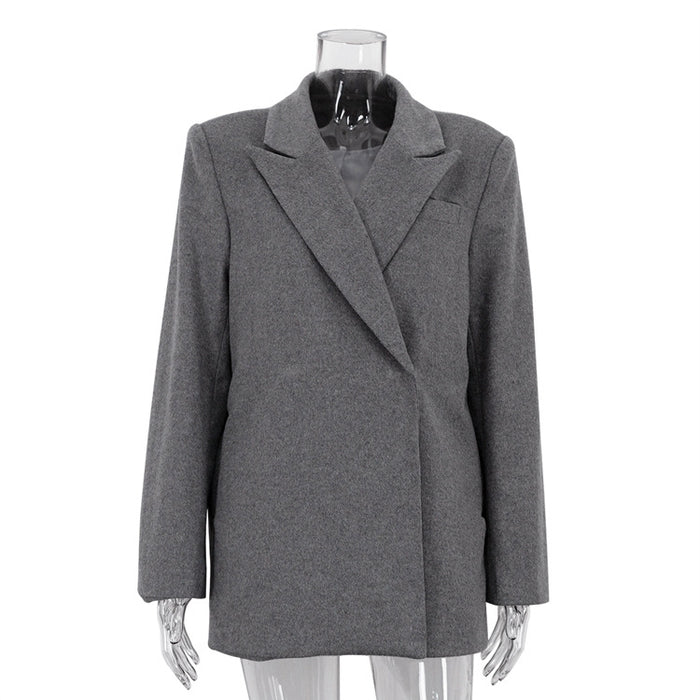 Color-Gray-Women Clothing Winter Woolen Overcoat Women Short Long Sleeve High Grade Thickened Woolen Coat-Fancey Boutique