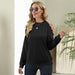 Color-Black-Fall Winter Lace Stitching Sexy off-Shoulder Casual T Sweatshirt-Fancey Boutique