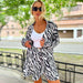 Suit Women Leopard Print Cardigan Shirt Loose Shorts Summer Office Women Two Piece Suit-Fancey Boutique