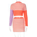 Color-Orange-Women Clothing Autumn Long Sleeve Striped Sweater Dress Two Piece Set Casual Set-Fancey Boutique