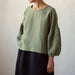 Round Neck Lantern Sleeve Pullover Shirt Spring French Loose Ramie Cotton T shirt Top Artistic Women-Green-Fancey Boutique