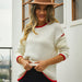 Color-White-Fall Women Clothing Patchwork Stripes round Neck Knitwear Pullover Sweater-Fancey Boutique