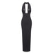 Autumn Elegant Women Black White Slim Halter Maxi Dress One Shoulder Backless Dress-Black-Fancey Boutique