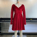 Christmas Dress Autumn Winter Women Clothes V Neck Velvet Sexy Waist Trimming Holiday Dress-Red-Fancey Boutique
