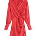 Color-Multi-Summer Red for Women Pleated Long Sleeve Shirt Dress-Fancey Boutique